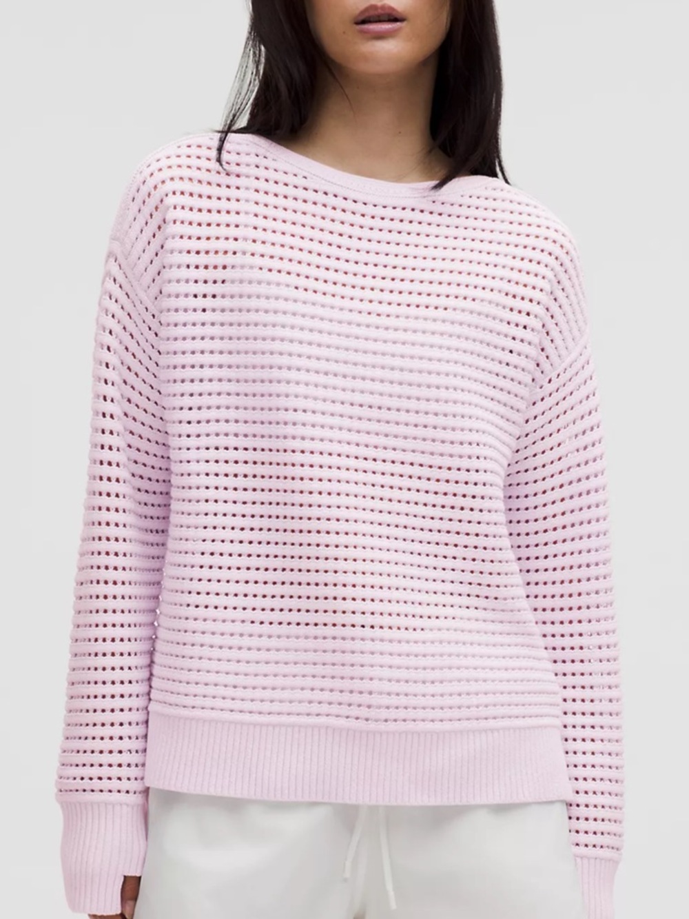 lululemon athletica Light Pink Open-Knit Crew Sweater